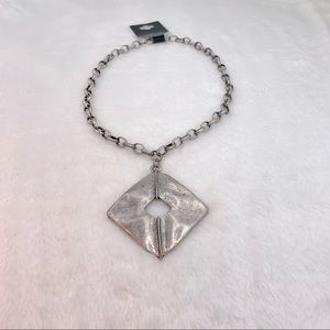 Textured Silver Tone Metal Statement Necklace